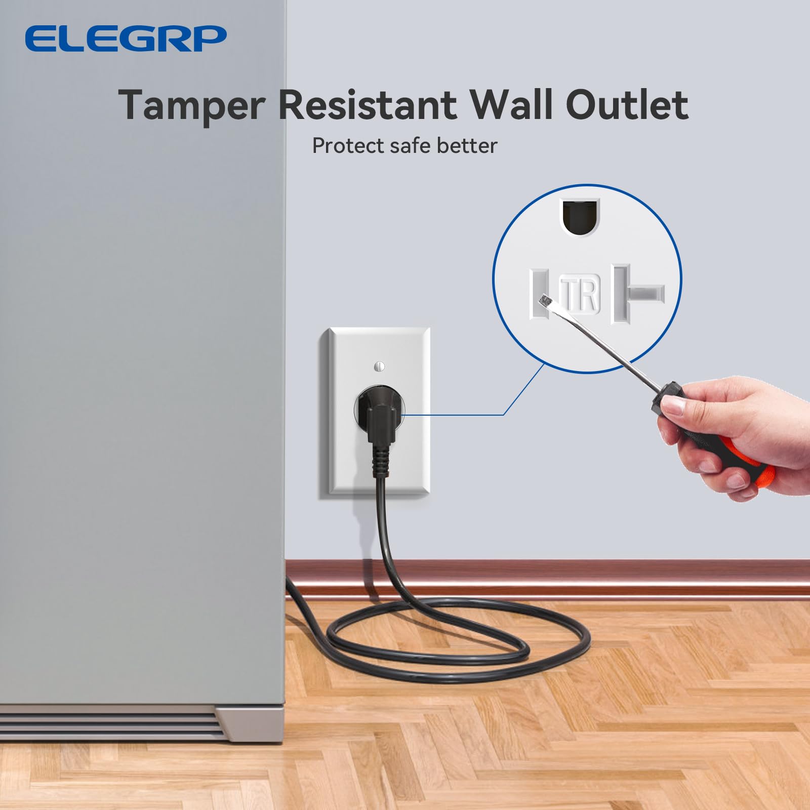 ELEGRP Tamper-Resistant Single Receptacle, 20A 125V, NEMA 5-20R, Commercial Grade, Self-Grounding Wall Outlet, UL Listed, White, 2 Pack