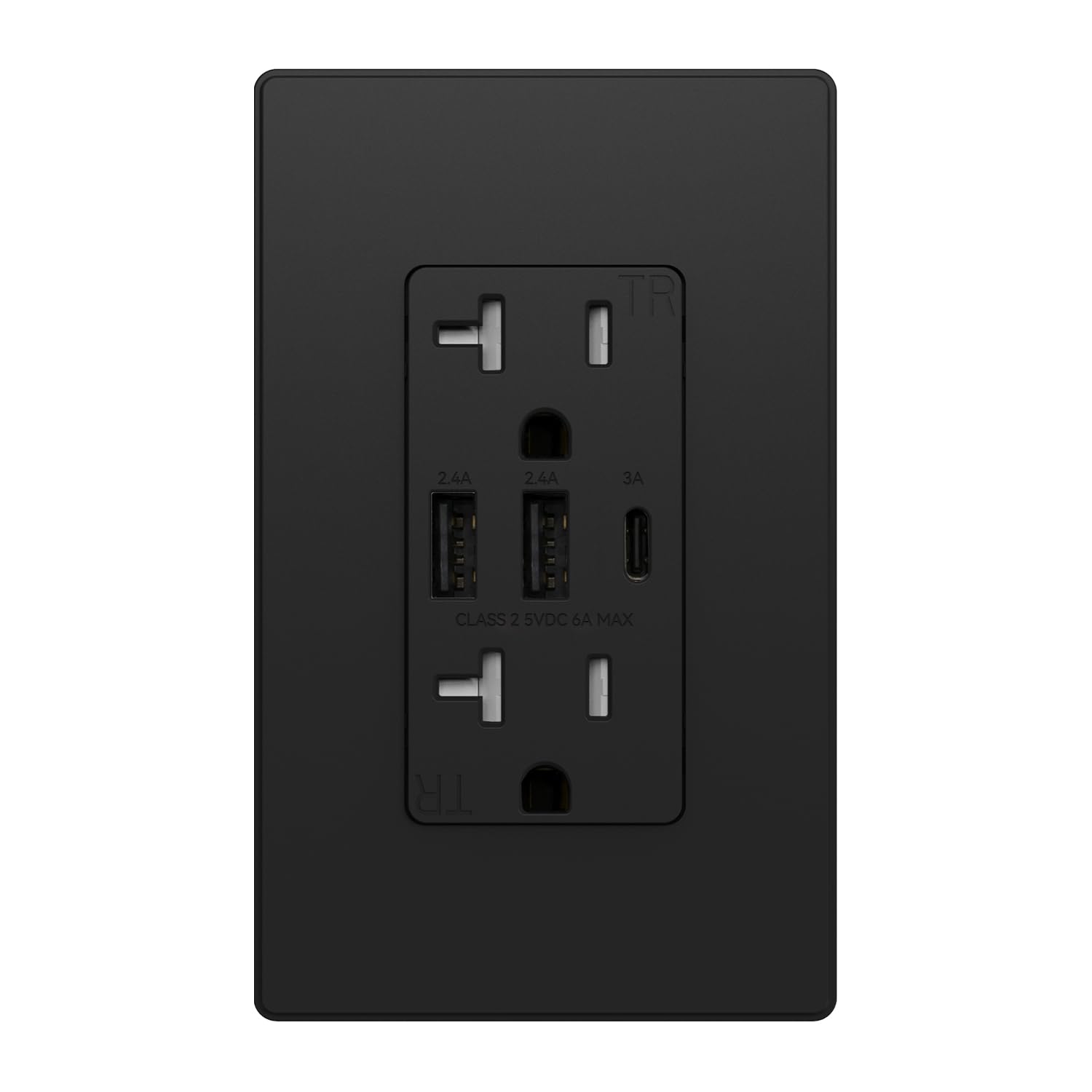 ELEGRP USB Outlet Receptacle, 3-Port USB-C Wall Outlet, 30W 6.0A High-Speed Charging, Tamper-Resistant, Screwless Wall Plate Included