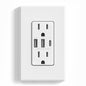 ELEGRP USB Outlet Receptacle, 3-Port USB C Wall Outlet, 30W 6.0A USB Electrical Outlet, Screwless Wall Plate Included
