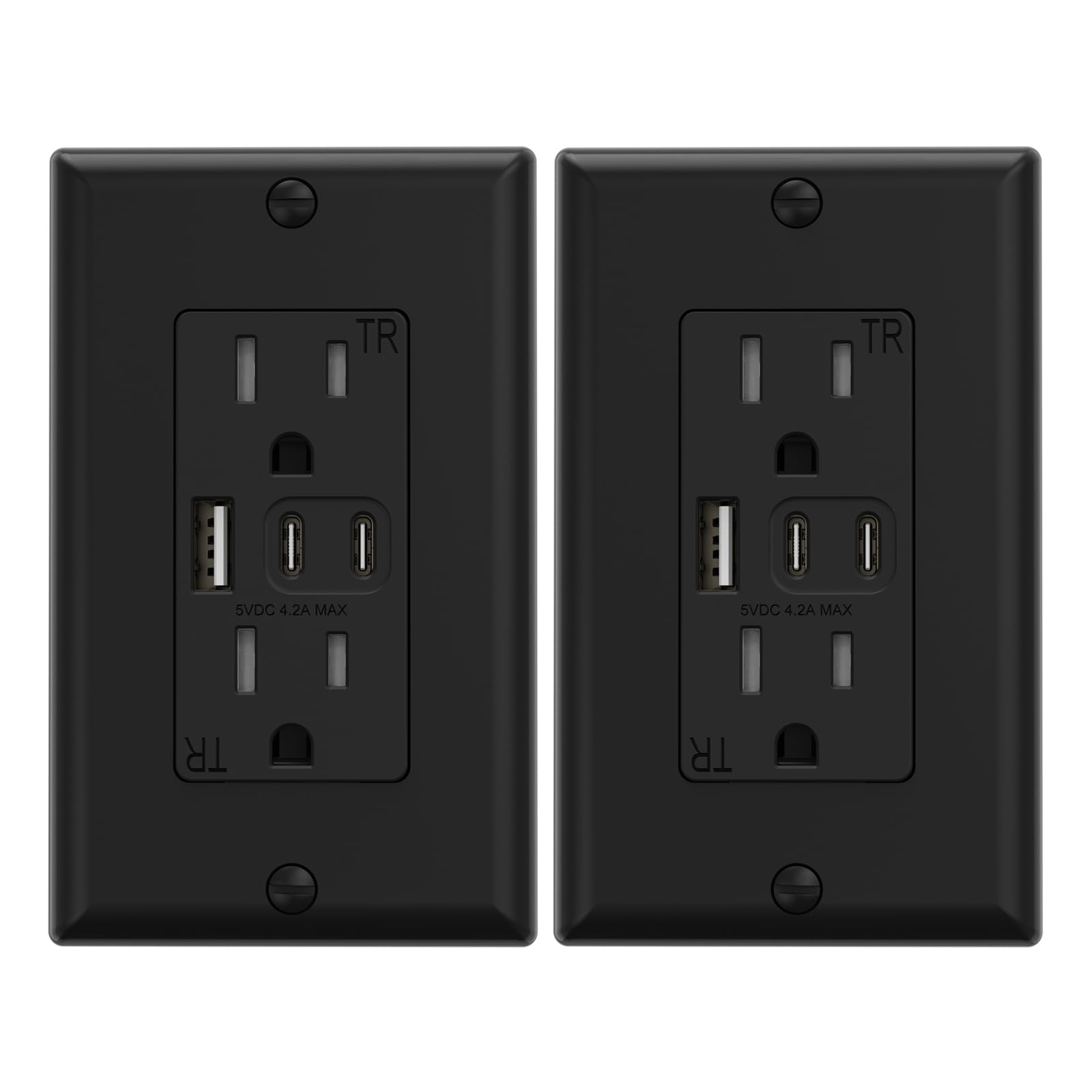 ELEGRP USB Wall Outlet, 3 USB Ports with Dual USB-C, 4.2A Fast Charging, Tamper-Resistant, Wall Plate Included, UL Listed