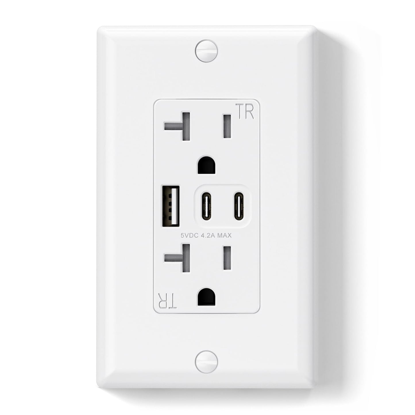 ELEGRP USB Outlets, Wall Outlet with 3 USB Ports, Dual USB C Ports Outlets, TR Tamper-Resistant USB Outlets Receptacles, Wall Plate Included, UL/CUL Listed