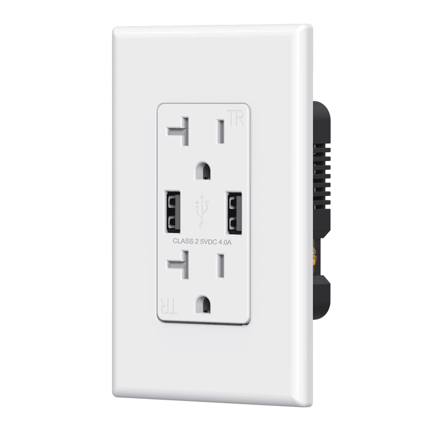 ELEGRP USB Wall Outlet, Dual USB-A Ports (4.0A), Tamper-Resistant Receptacle, Wall Plate Included, UL Listed