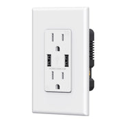4.0A 5VDC Total Output USB Type A/A Outlet with 15A/20A, Tamper-Resistant Wall Outlet