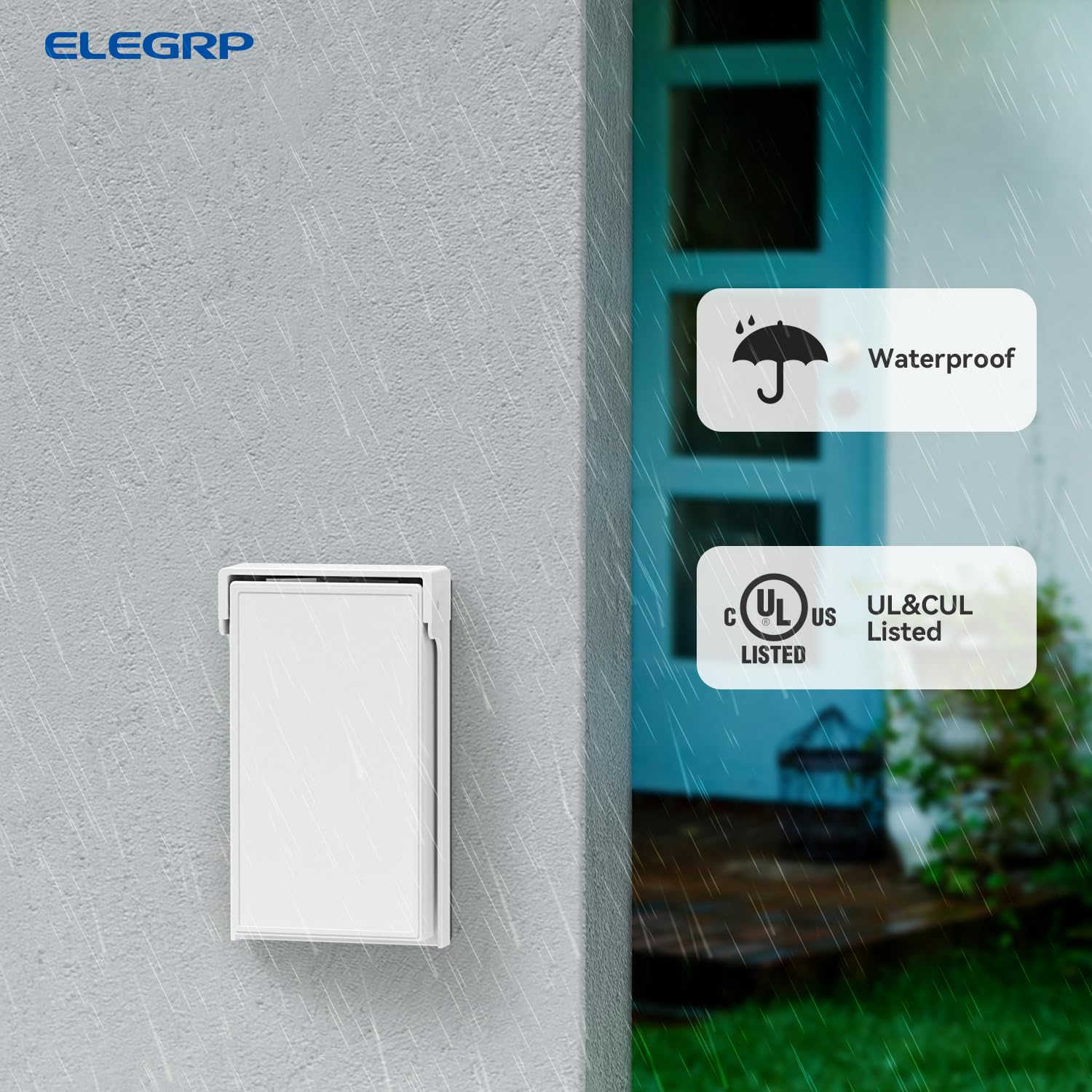 ELEGRP Horizontal Outdoor Cover for Duplex Receptacles, Weatherproof Outlet Cover, Unbreakable Polycarbonate, UL Listed