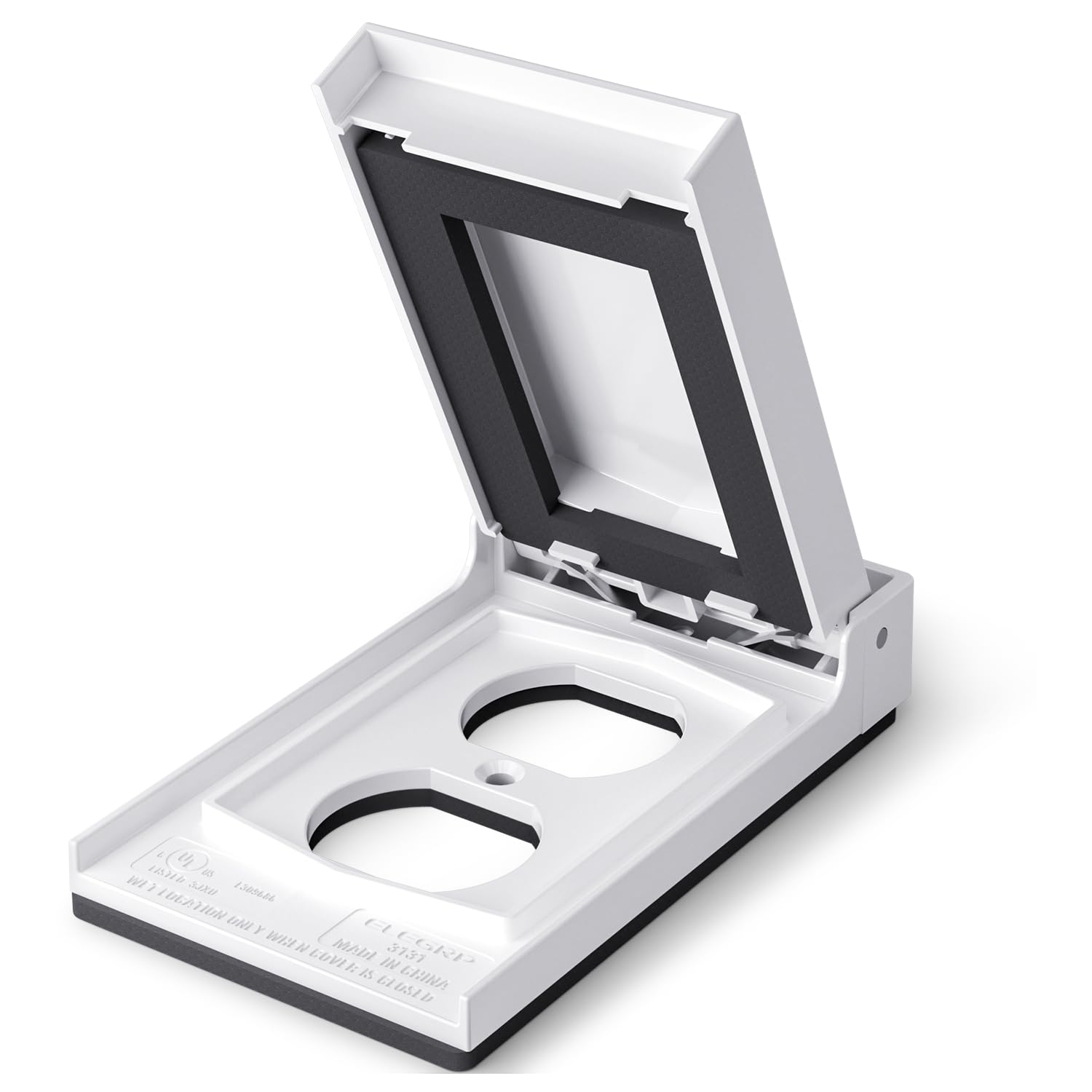 ELEGRP Horizontal Outdoor Cover for Duplex Receptacles, Weatherproof Outlet Cover, Unbreakable Polycarbonate, UL Listed