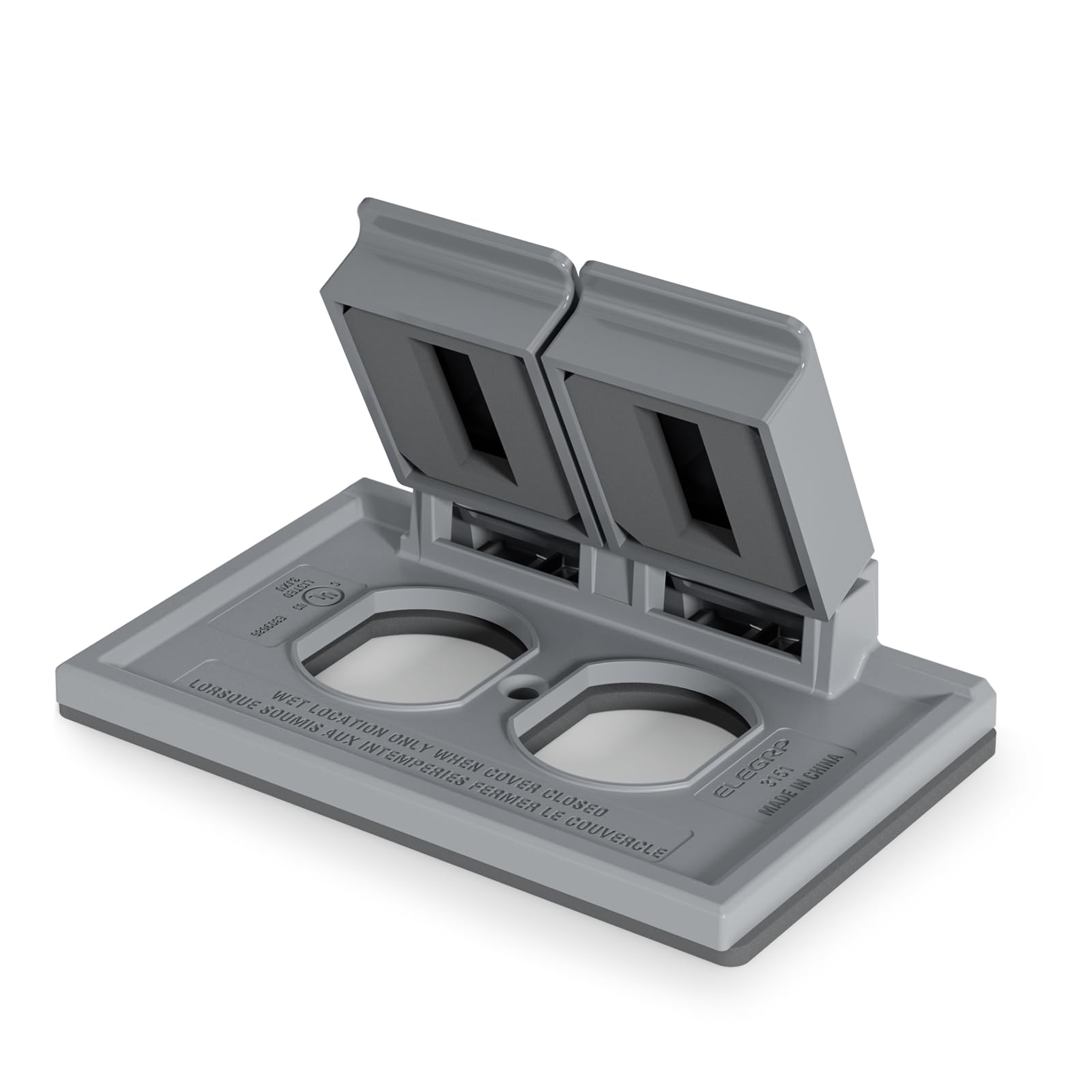 ELEGRP Horizontal Outdoor Cover for Duplex Receptacles, Weatherproof Outlet Cover, Unbreakable Polycarbonate, UL Listed