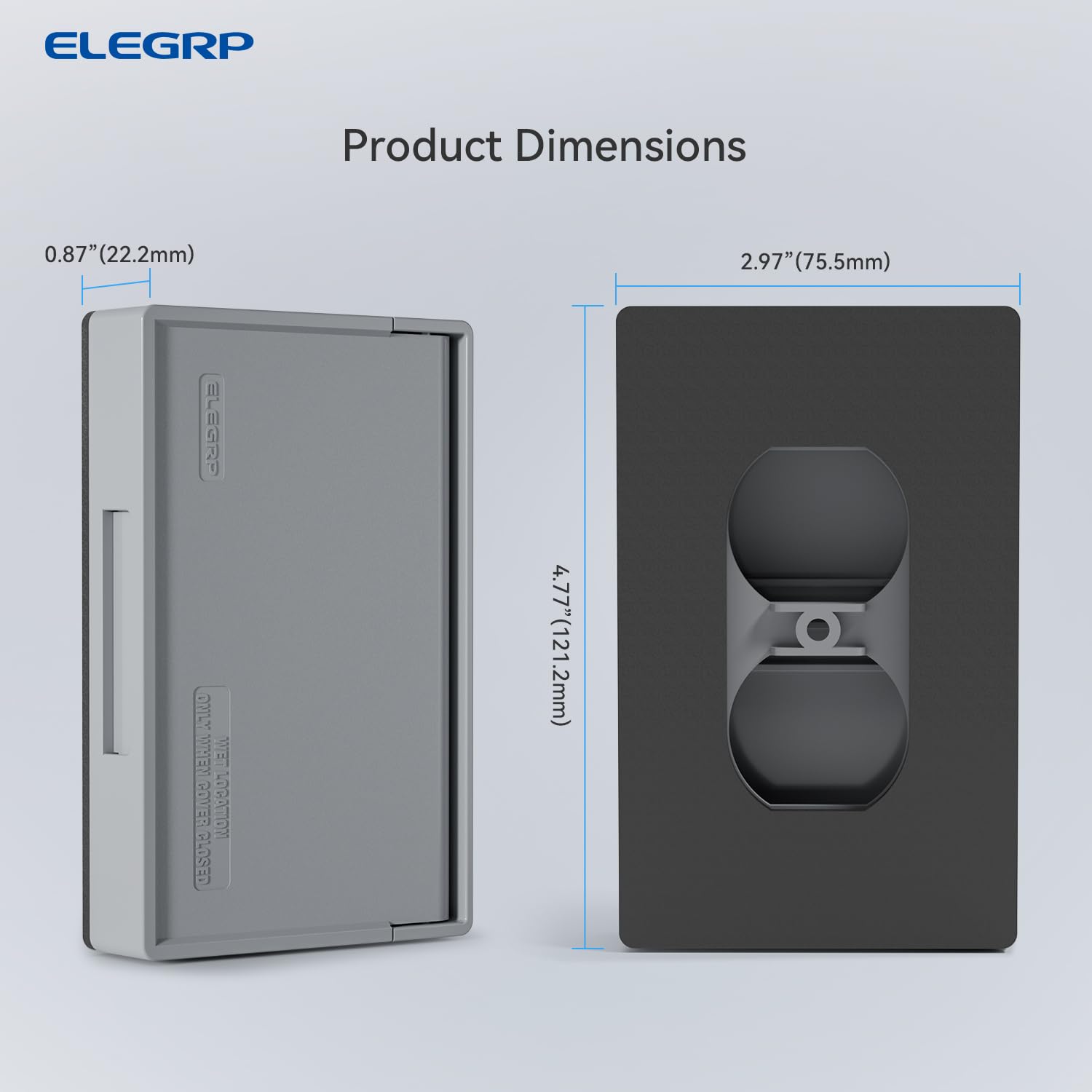 ELEGRP Horizontal Outdoor Cover for Duplex Receptacles, Weatherproof Outlet Cover, Unbreakable Polycarbonate, UL Listed