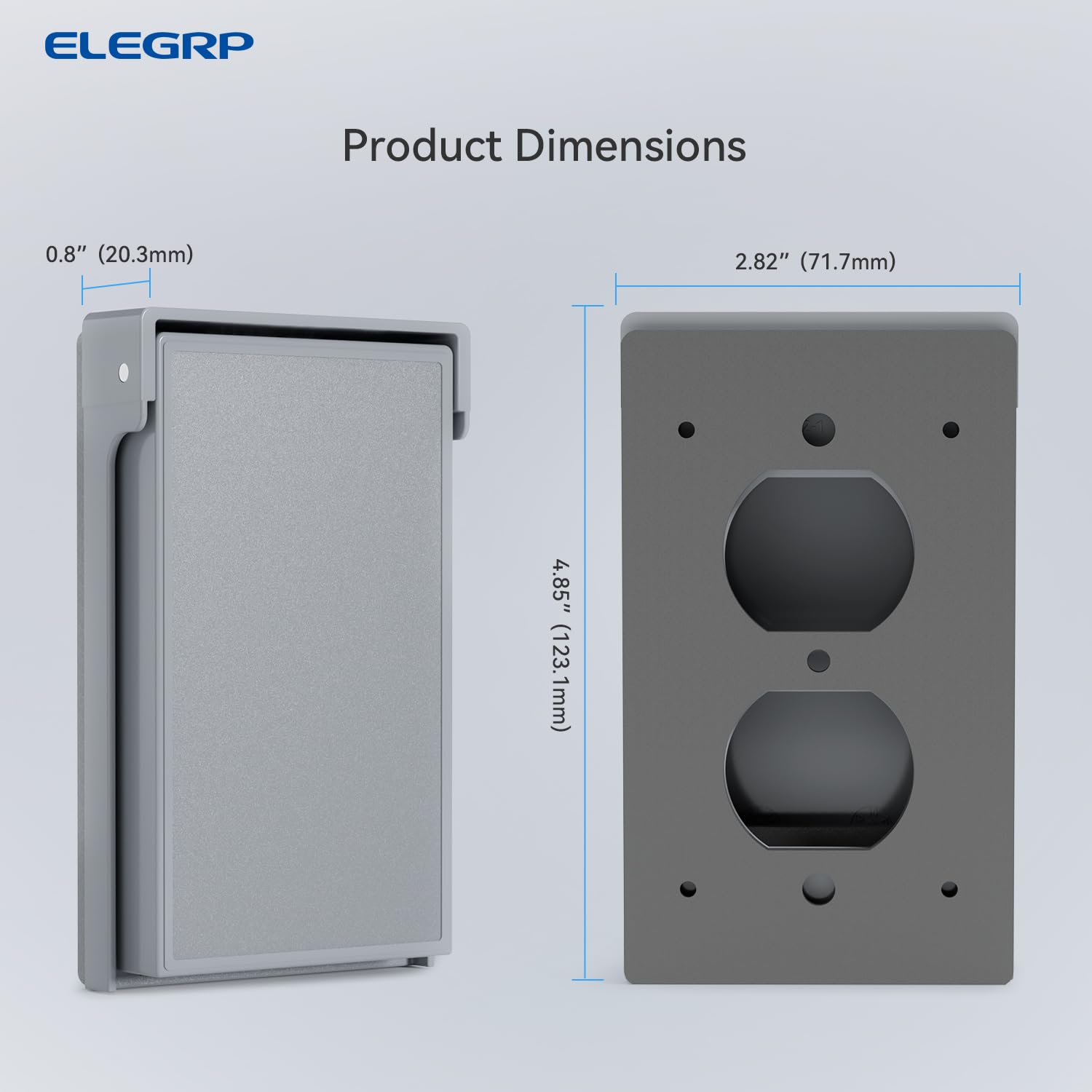 ELEGRP Horizontal Outdoor Cover for Duplex Receptacles, Weatherproof Outlet Cover, Unbreakable Polycarbonate, UL Listed