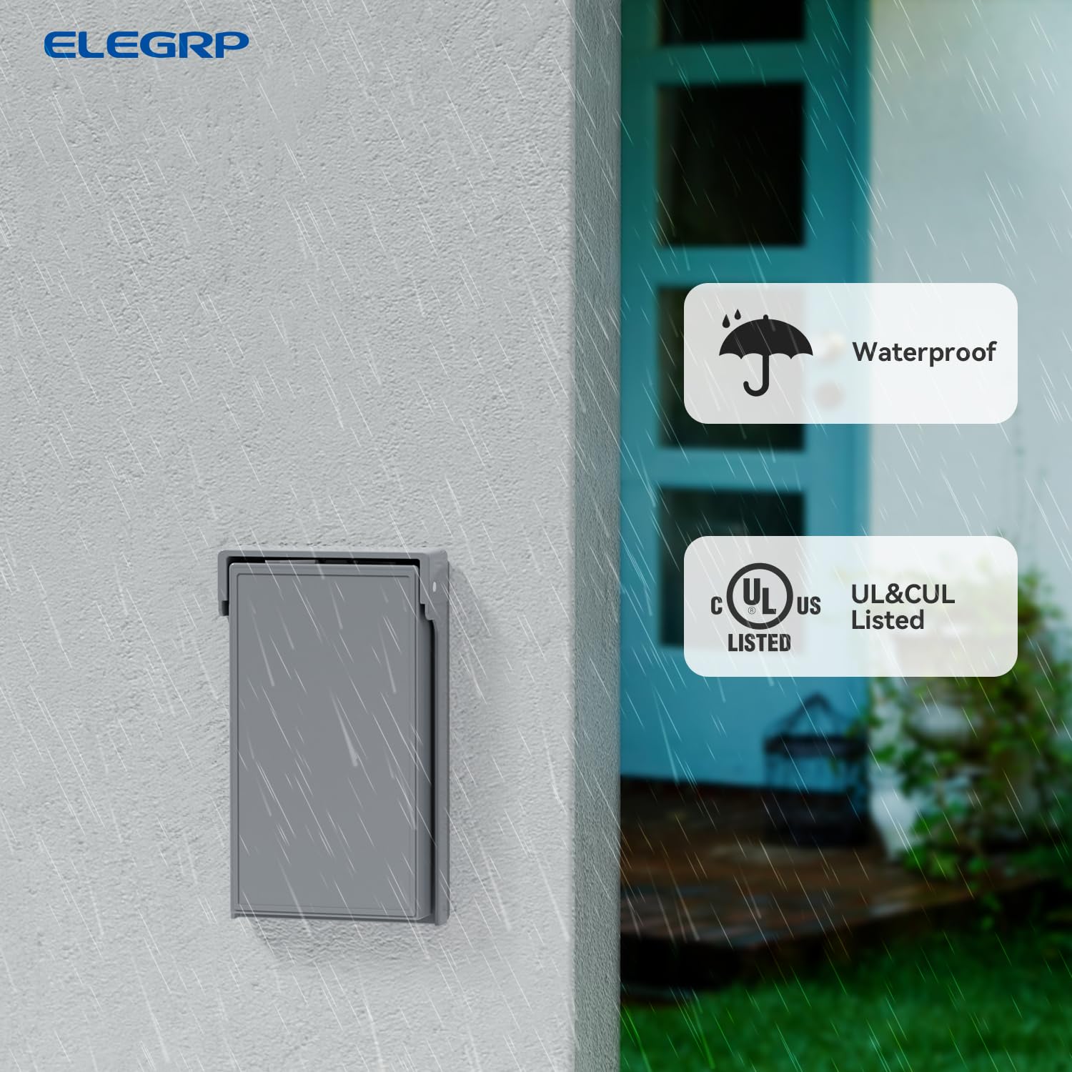 ELEGRP Horizontal Outdoor Cover for Duplex Receptacles, Weatherproof Outlet Cover, Unbreakable Polycarbonate, UL Listed