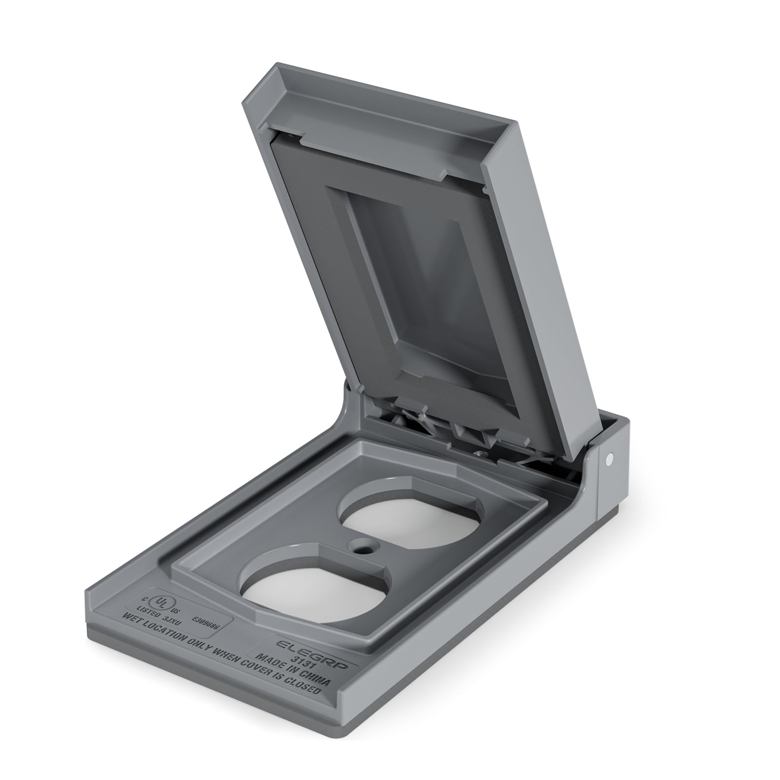 ELEGRP Horizontal Outdoor Cover for Duplex Receptacles, Weatherproof Outlet Cover, Unbreakable Polycarbonate, UL Listed