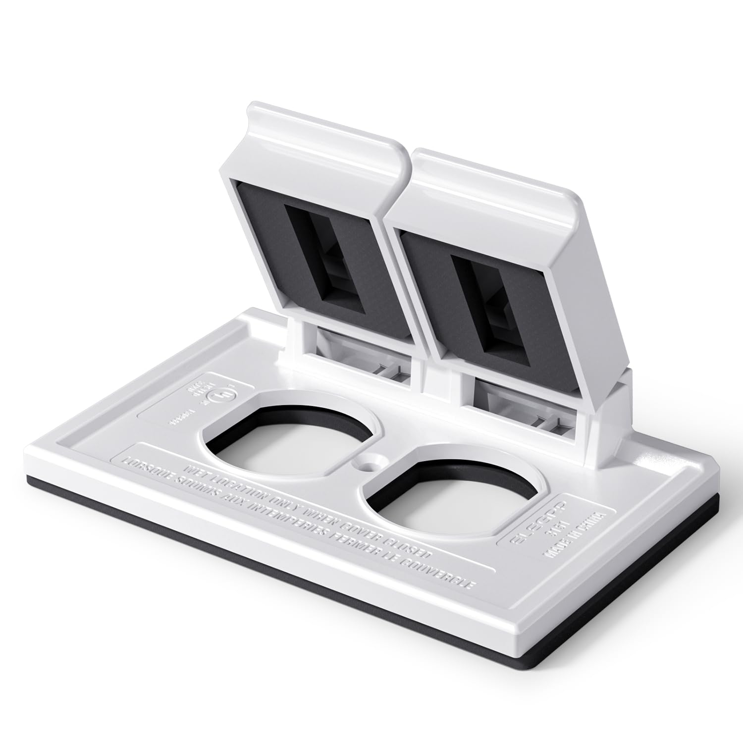ELEGRP Horizontal Outdoor Cover for Duplex Receptacles, Weatherproof Outlet Cover, Unbreakable Polycarbonate, UL Listed