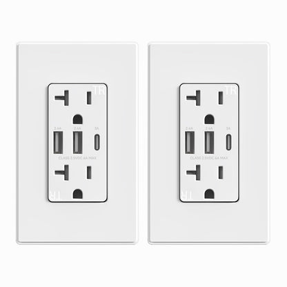 ELEGRP USB Outlet Receptacle, 3-Port USB-C Wall Outlet, 30W 6.0A High-Speed Charging, Tamper-Resistant, Screwless Wall Plate Included