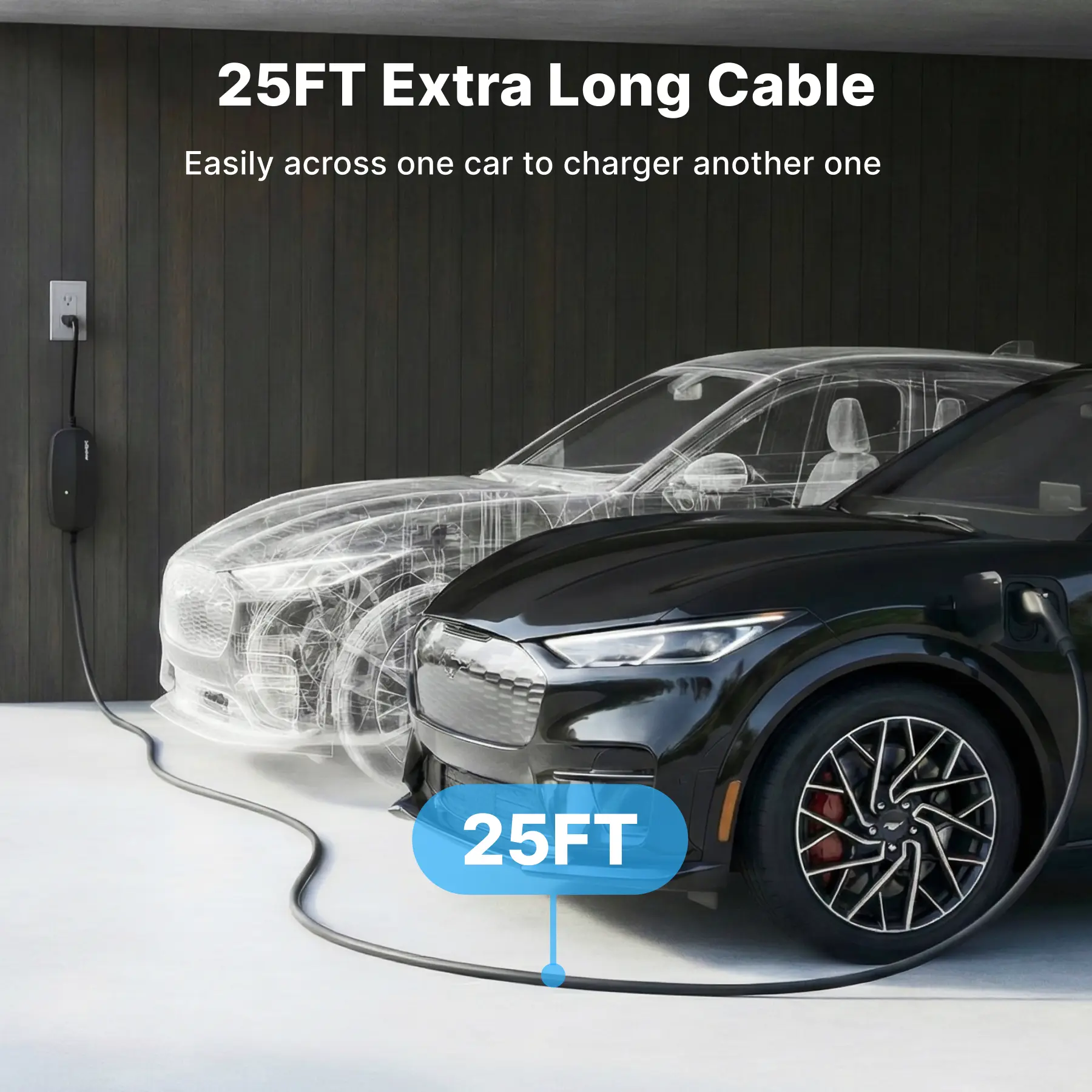 Flexible Level 1-2 J1772 EV Portable Charger with Dual Plug