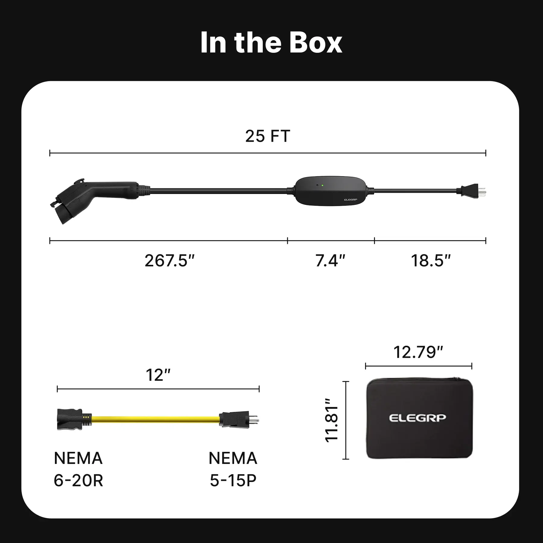 Flexible Level 1-2 J1772 EV Portable Charger with Dual Plug
