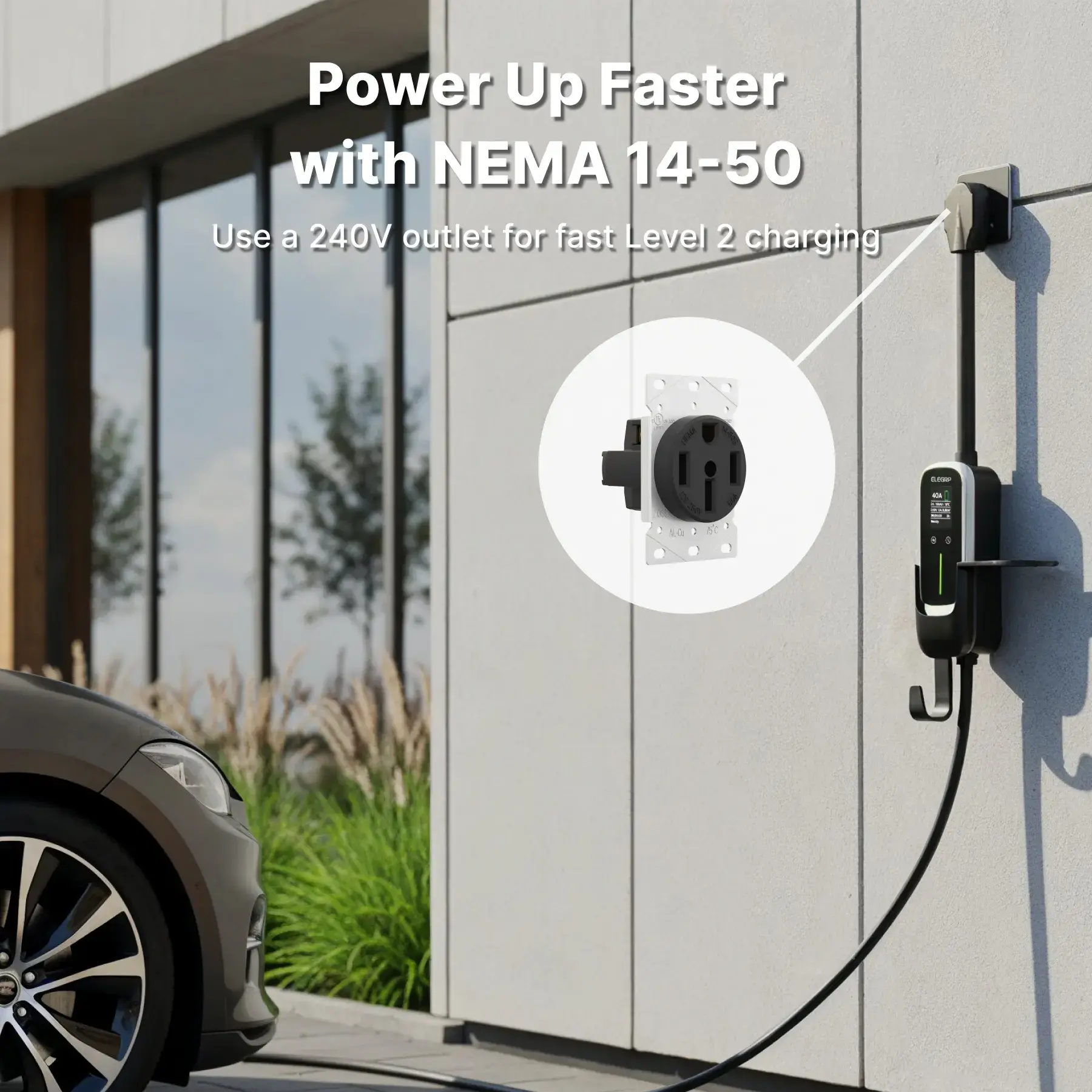 Fast Level 2 J1772 NEMA 14-50 Type EV Portable Charger