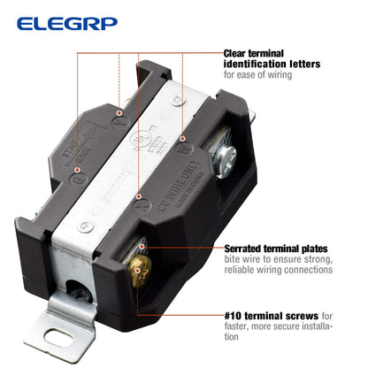 ELEGRP NEMA L14-20P and NEMA L14-20R Locking Plug and Connector, Generator Twist Lock Plug Adapter, 20 Amp 125/250V 3 Pole 4 Wire Grounding