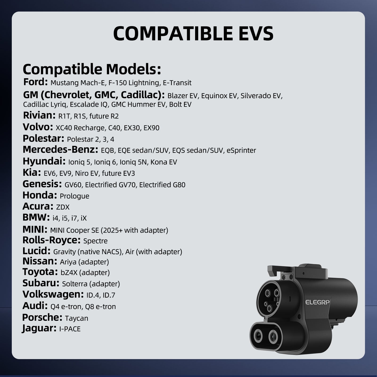 EV Charging Adapter 500A 1000V DC, NACS Charger to CCS1 Vehicle