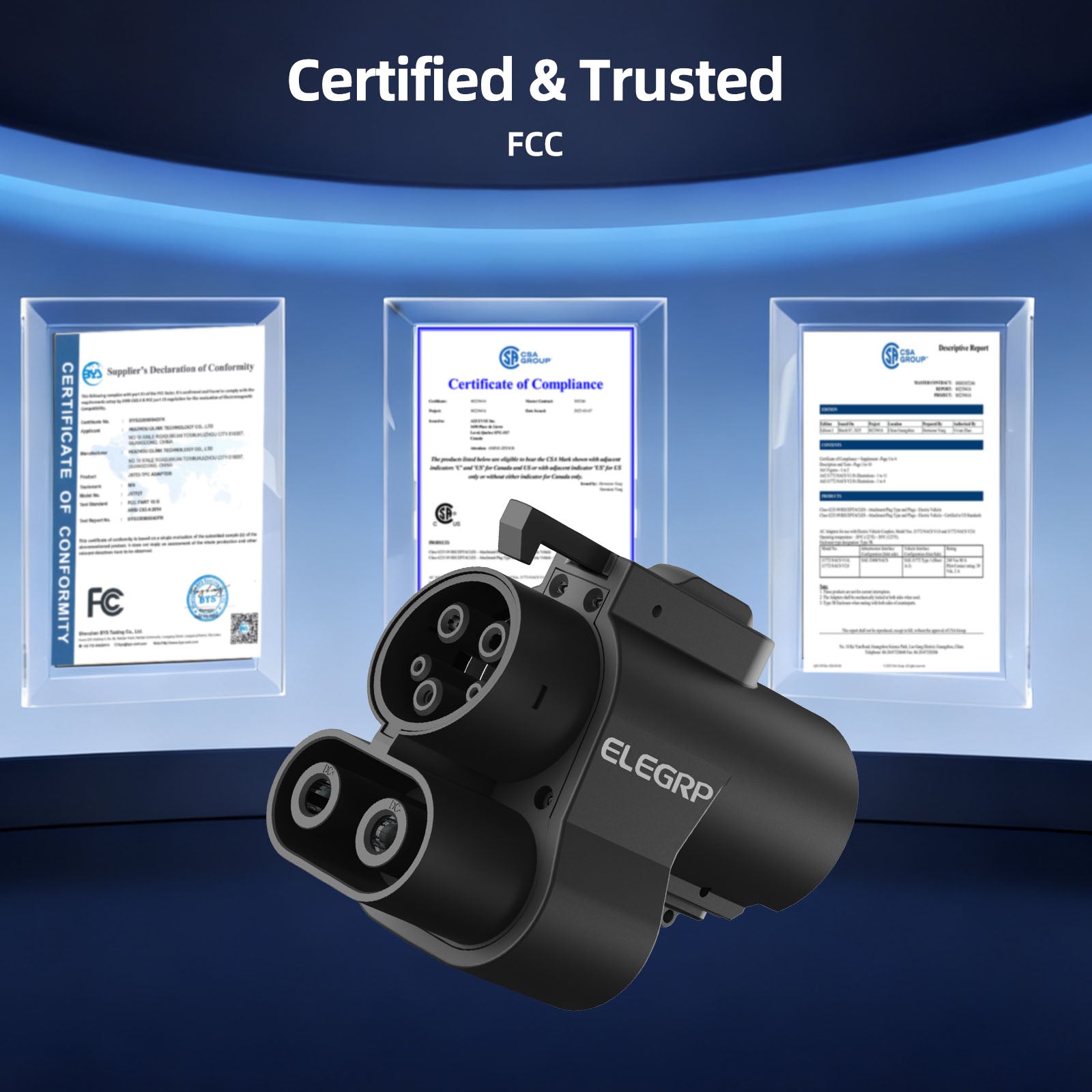 EV Charging Adapter 500A 1000V DC, NACS Charger to CCS1 Vehicle