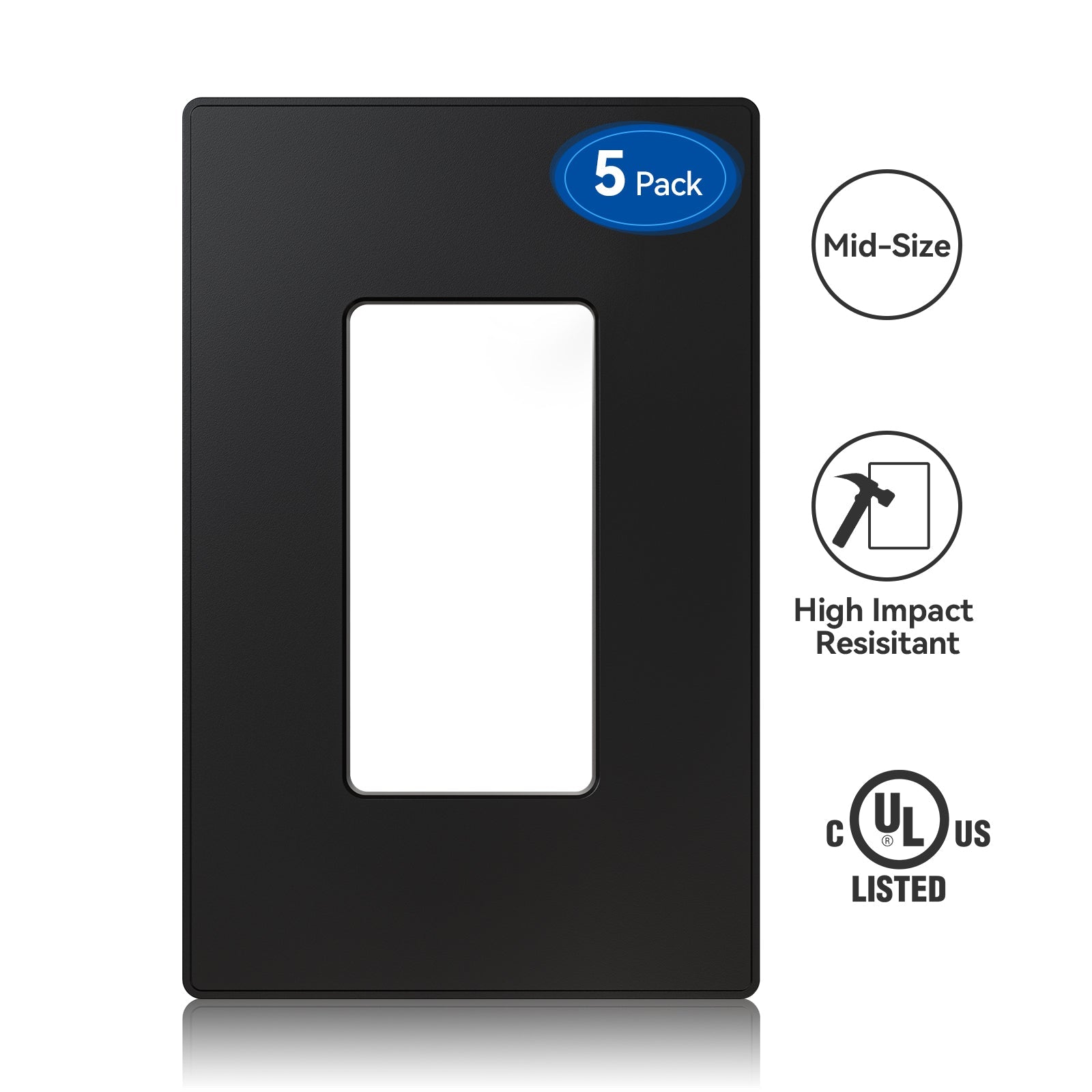 ELEGRP Screwless Decorative Receptacle Wall Plate Covers, Matte Finish, 1-Gang, 2-Gang, 3-Gang , Unbreakable Thermoplastic