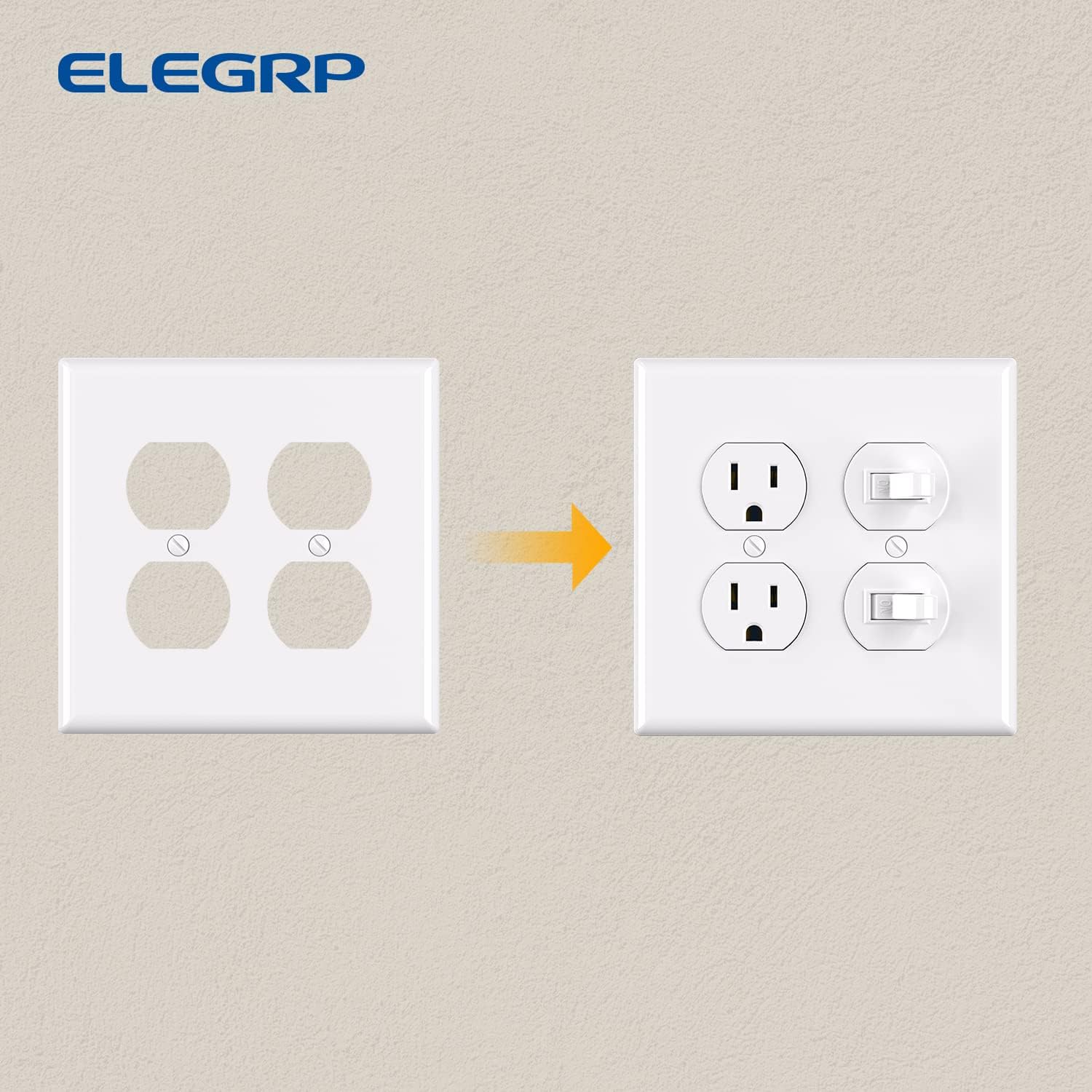 ELEGRP Duplex Receptacles Wall Plate Cover – Durable, Glossy Finish, UL Listed, Available in 1-Gang, 2-Gang, and 3-Gang