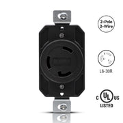 ELEGRP NEMA L6-30R Twist Lock Outlet, 30A 250V, 2 Pole 3 Wire Grounding, Heavy-Duty Design