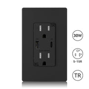 30W 4.2A Total Output USB Type A/C Outlet with 15A/20A, Tamper-Resistant Wall Outlet