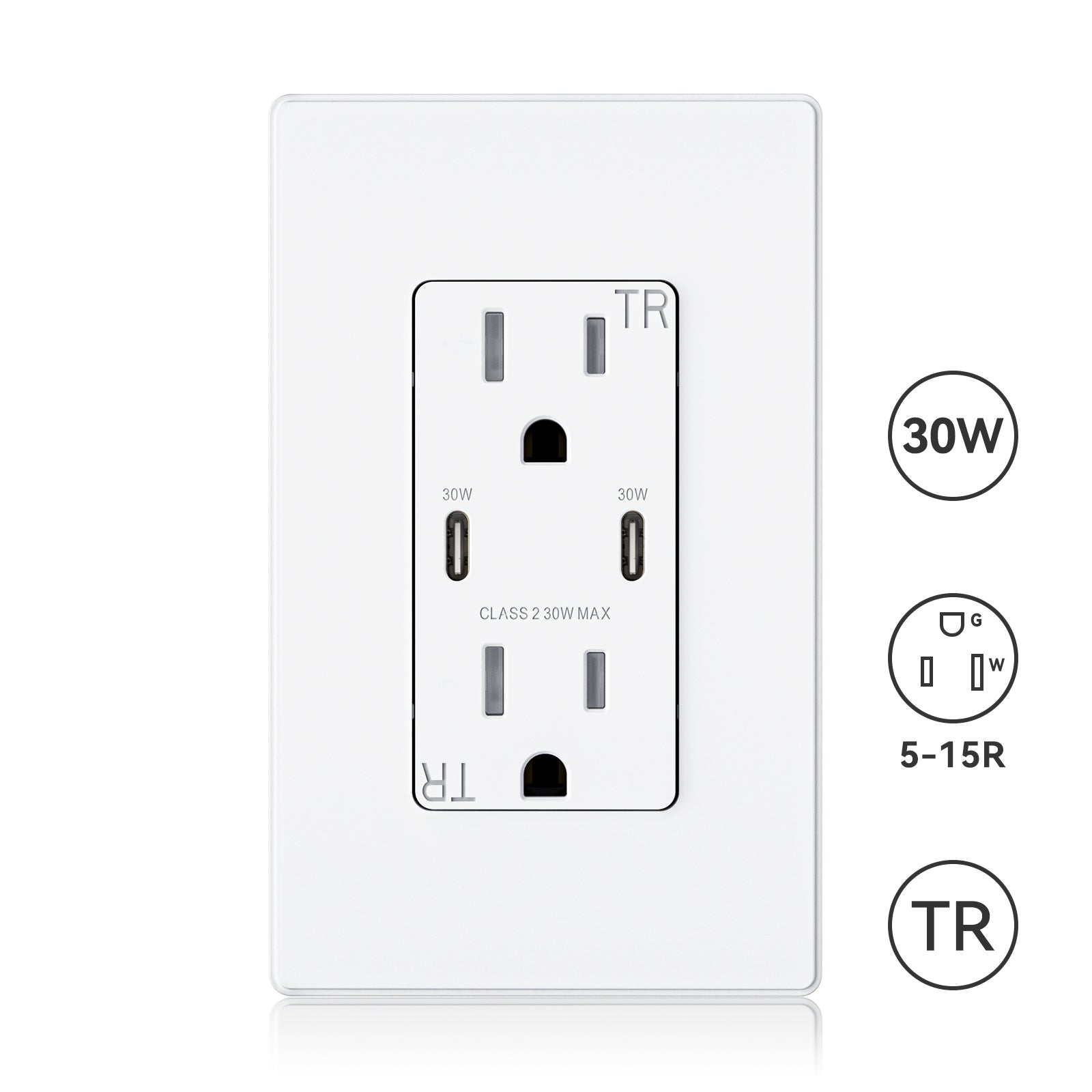 ELEGRP 30W USB Wall Outlet Receptacle, Single USB C Port Supports 30W Fast Charge