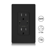 ELEGRP 36W QC 3.0 PD 2.0 USB Wall Outlet, Dual Type C Power Delivery and Quick Charge