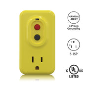 15A 125V, 5-15P 3-Prong Grounding, Single Outlet, Portable GFCI Adapter