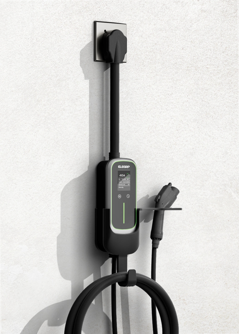 Place the control box and charger on the holder