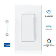 Wi-Fi Smart Touch Dimmer Switch with Hidden LED Indicator, Single Pole/3-Way