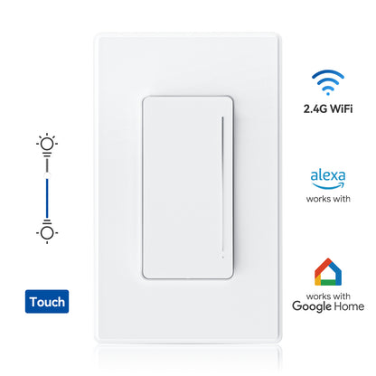 ELEGRP Smart Touch Dimmer Switches Single Pole or 3 Way 2.4GHz Wi-Fi
