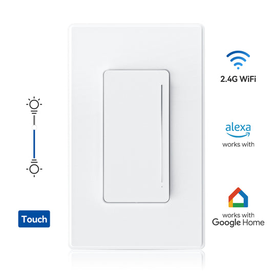 ELEGRP Smart Touch Dimmer Switches Single Pole or 3 Way 2.4GHz Wi-Fi