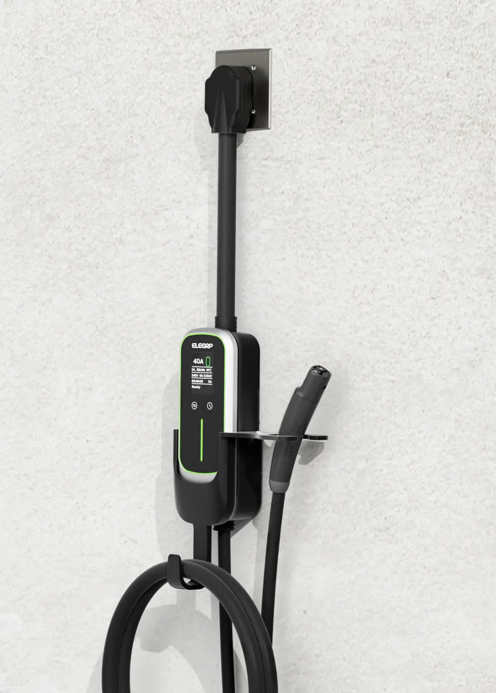 Place the control box and charger on the holder