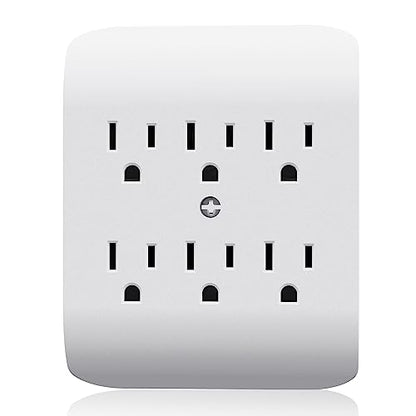 6-Outlet Extender with Central Anchor, 3-Prong Grounded Wall Tab