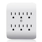 6-Outlet Extender with Central Anchor, 3-Prong Grounded Wall Tab