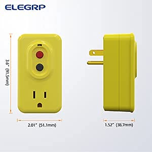 ELEGRP Portable GFCI Adapter, Single Outlet, 5-15P 3-Prong Grounding, Manual or Auto Reset, 15A 125V, UL Listed