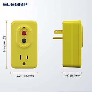 ELEGRP Portable Single Outlet GFCI Adapter 5-15P 3-Prong Grounding Manual Reset or Auto Reset Receptacle