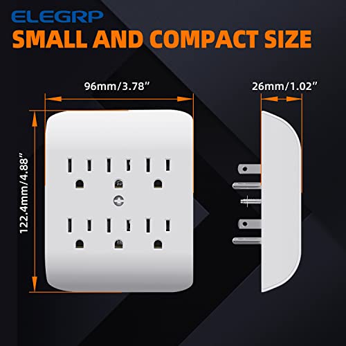 6-Outlet Extender with Central Anchor, 3-Prong Grounded Wall Tab