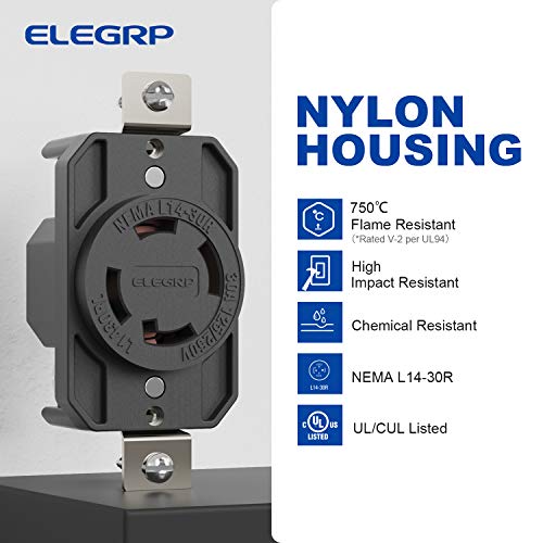 ELEGRP Twist Lock Outlets Nema L14-30R 3 Pole 4 Wire Grounding 30A 125-250V