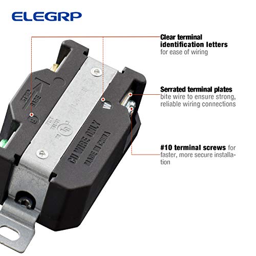 ELEGRP NEMA L5-20R Twist Lock Outlet, 20A 125V, 2 Pole 3 Wire Grounding, Heavy-Duty Design