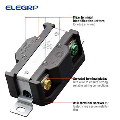 ELEGRP Twist Lock Outlets Nema L14-30R 3 Pole 4 Wire Grounding 30A 125-250V