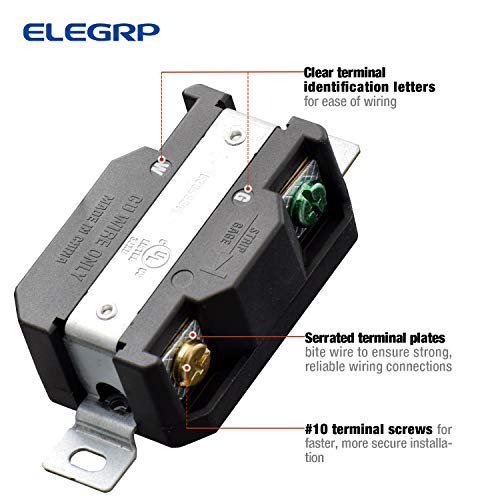 ELEGRP NEMA L5-30R Twist Lock Outlet, 30A 125V, 2 Pole 3 Wire Grounding, Heavy-Duty Design