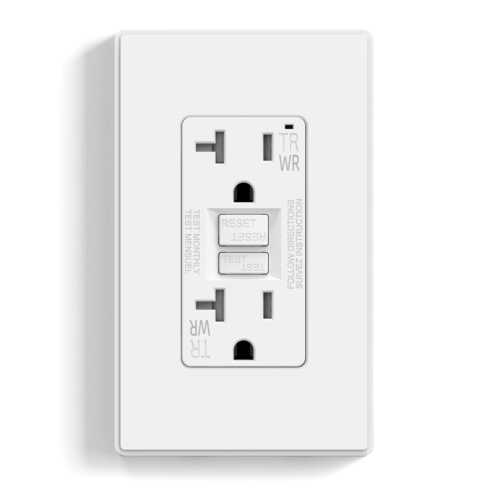 ELEGRP Outdoor GFCI Outlet, Weather & Tamper Resistant, Self-Test Every 5 Seconds, 15A/20A, Slim Design, UL Listed, Wall Plate Included