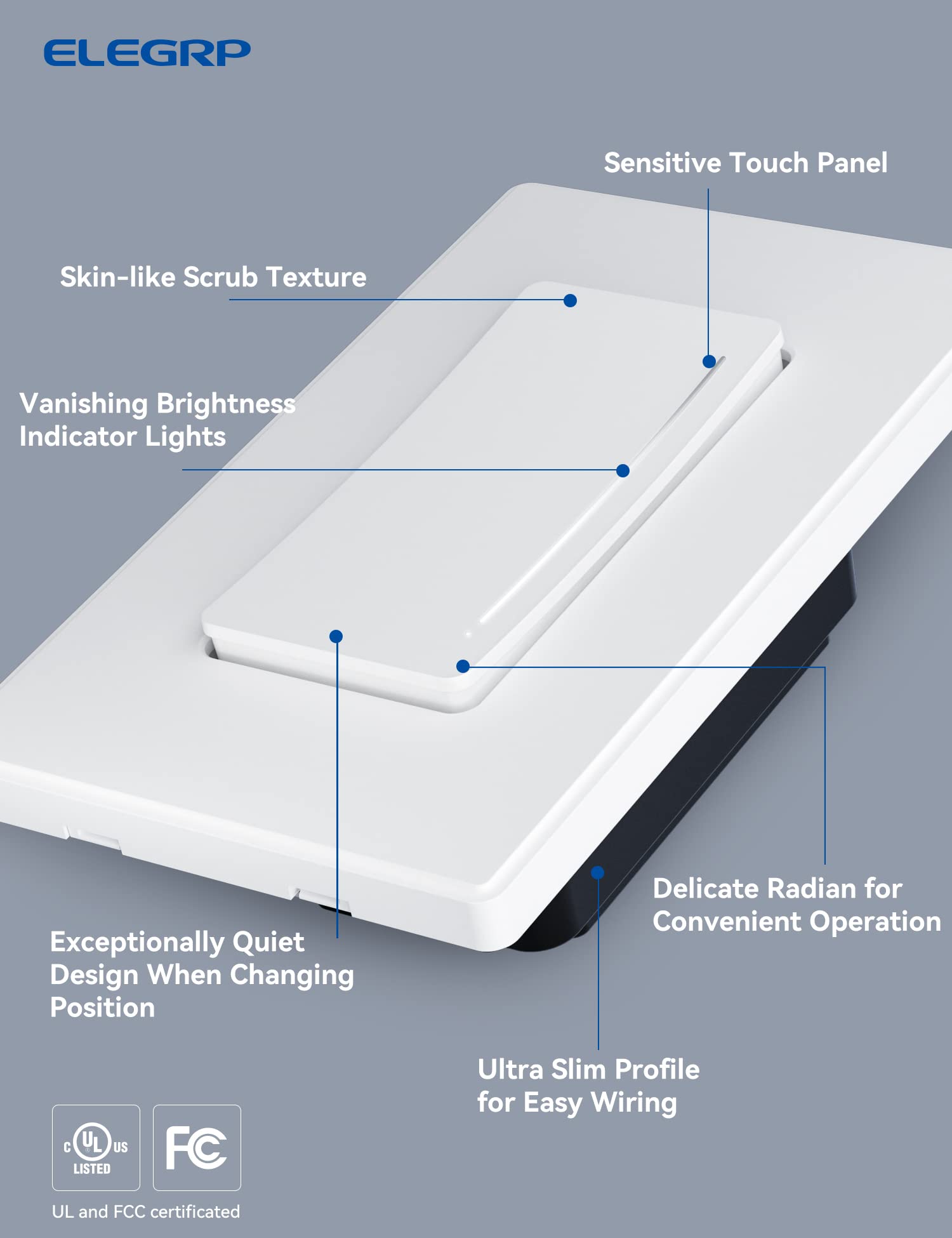 Wi-Fi Smart Touch Dimmer Switch with Hidden LED Indicator