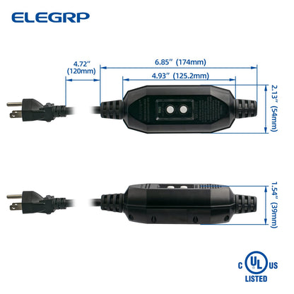 ELEGRP  Patented Auto-Monitoring GFCI Replacement Plug Inline Assembly, UL Listed, 1 Pack
