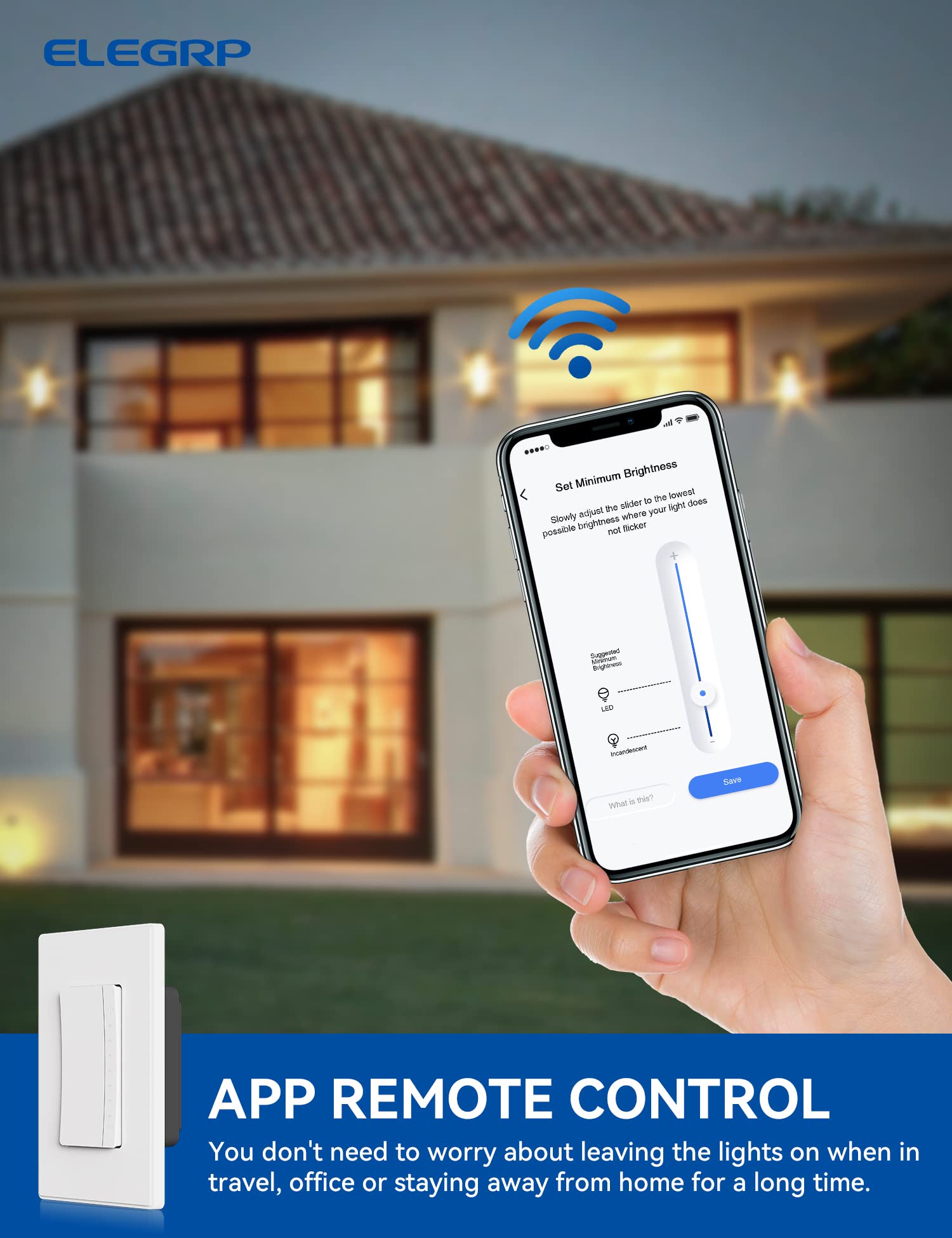 Wi-Fi Smart Rocker Dimmer Switch with Hidden LED Indicator