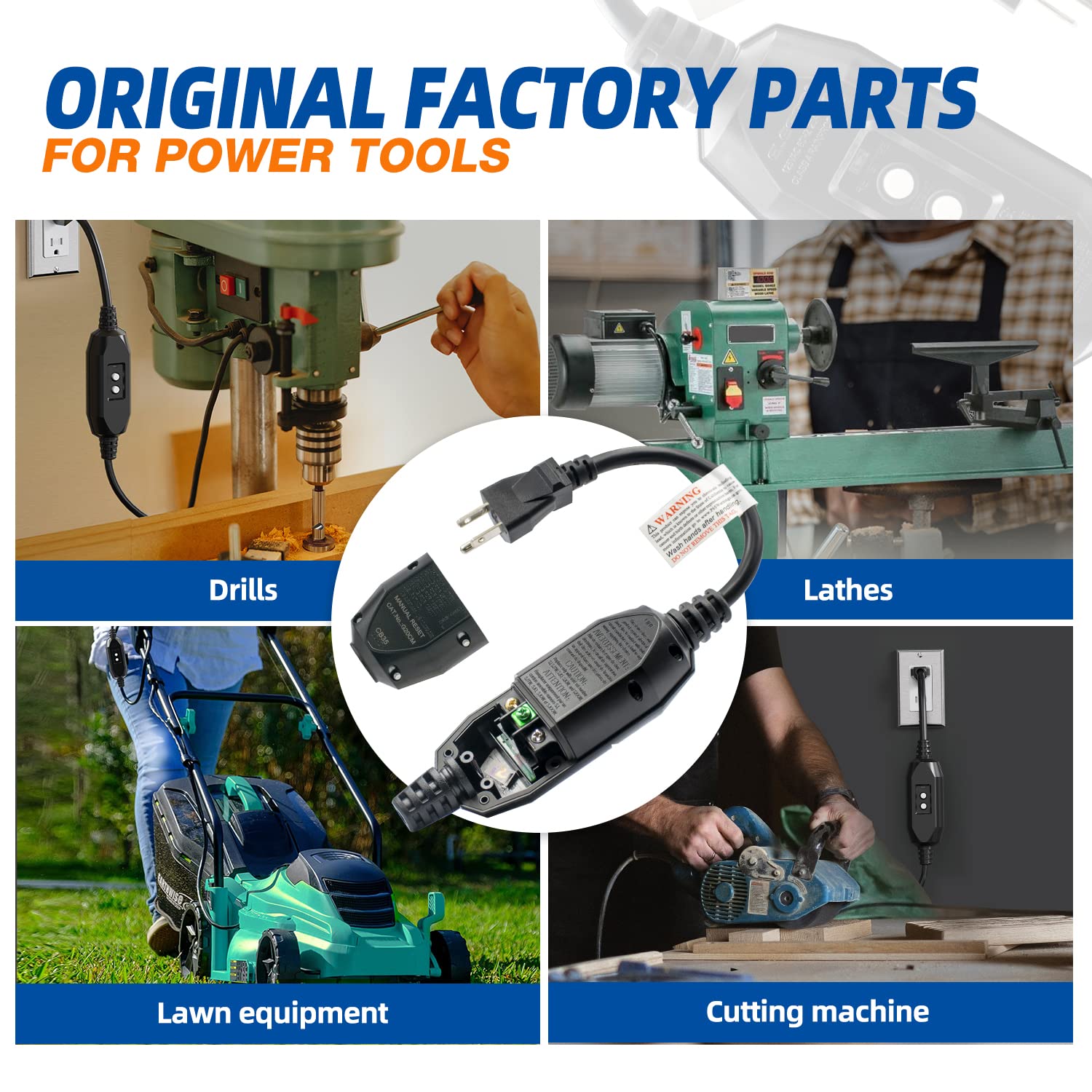 ELEGRP Patented Auto-Monitoring GFCI Plug, Inline Assembly, UL Listed, Manual & Automatic Reset, 2-Prong/3-Prong, 15A, 125V