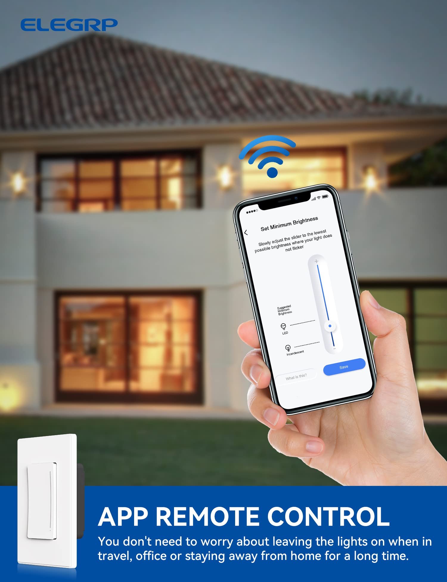 Wi-Fi Smart Touch Dimmer Switch with Hidden LED Indicator